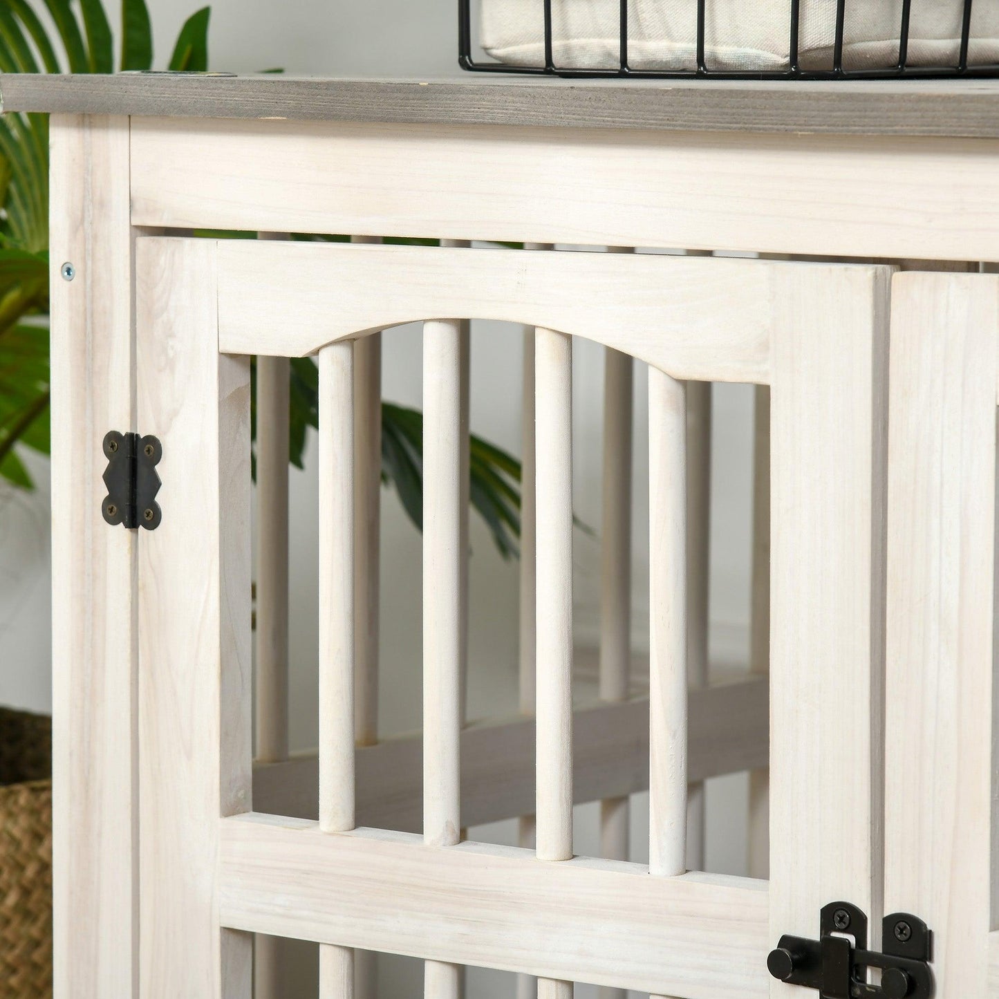 PawHut White Wooden Dog Crate Furniture for Small-Medium Dogs, Indoor, 85.5 x 59.5 x 68 cm - ALL4U RETAILER LTD