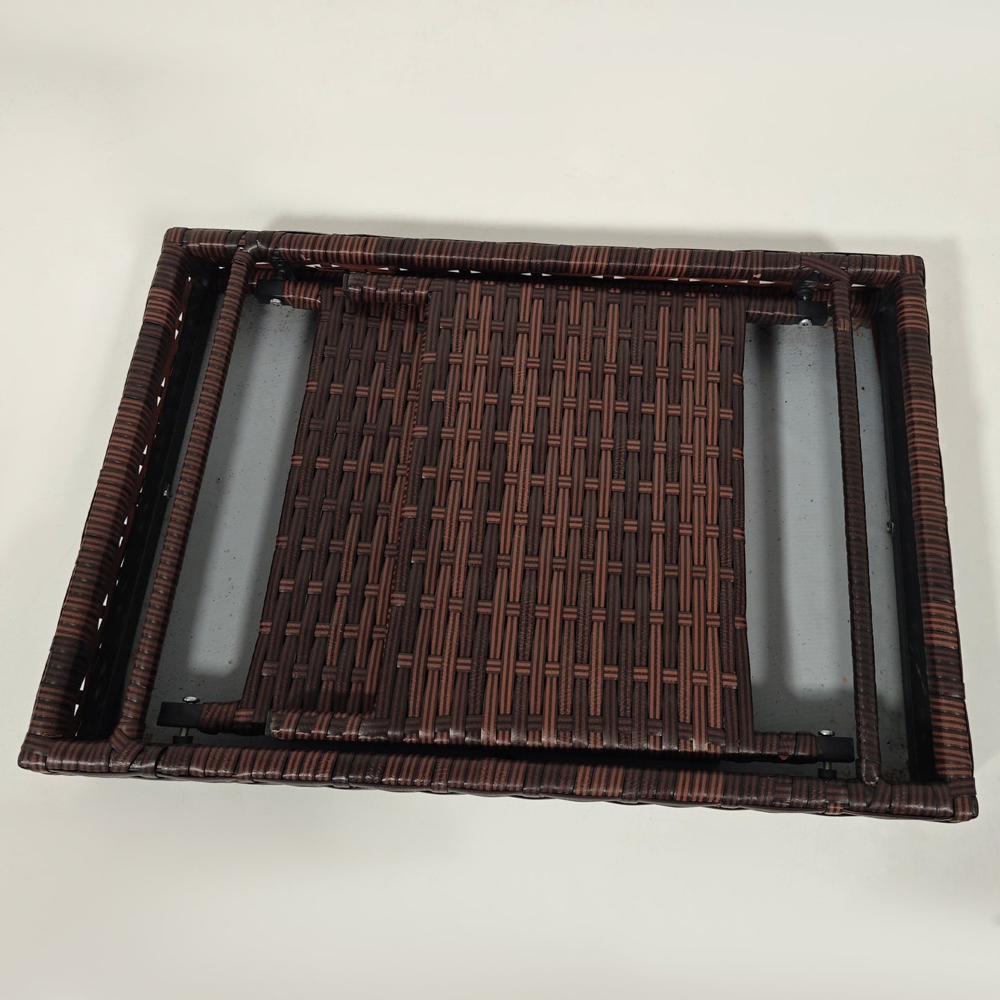 Outsunny Foldable Outdoor Side Table Rattan Garden Coffee Table With Steel Frame 60x41x41 cm Brown