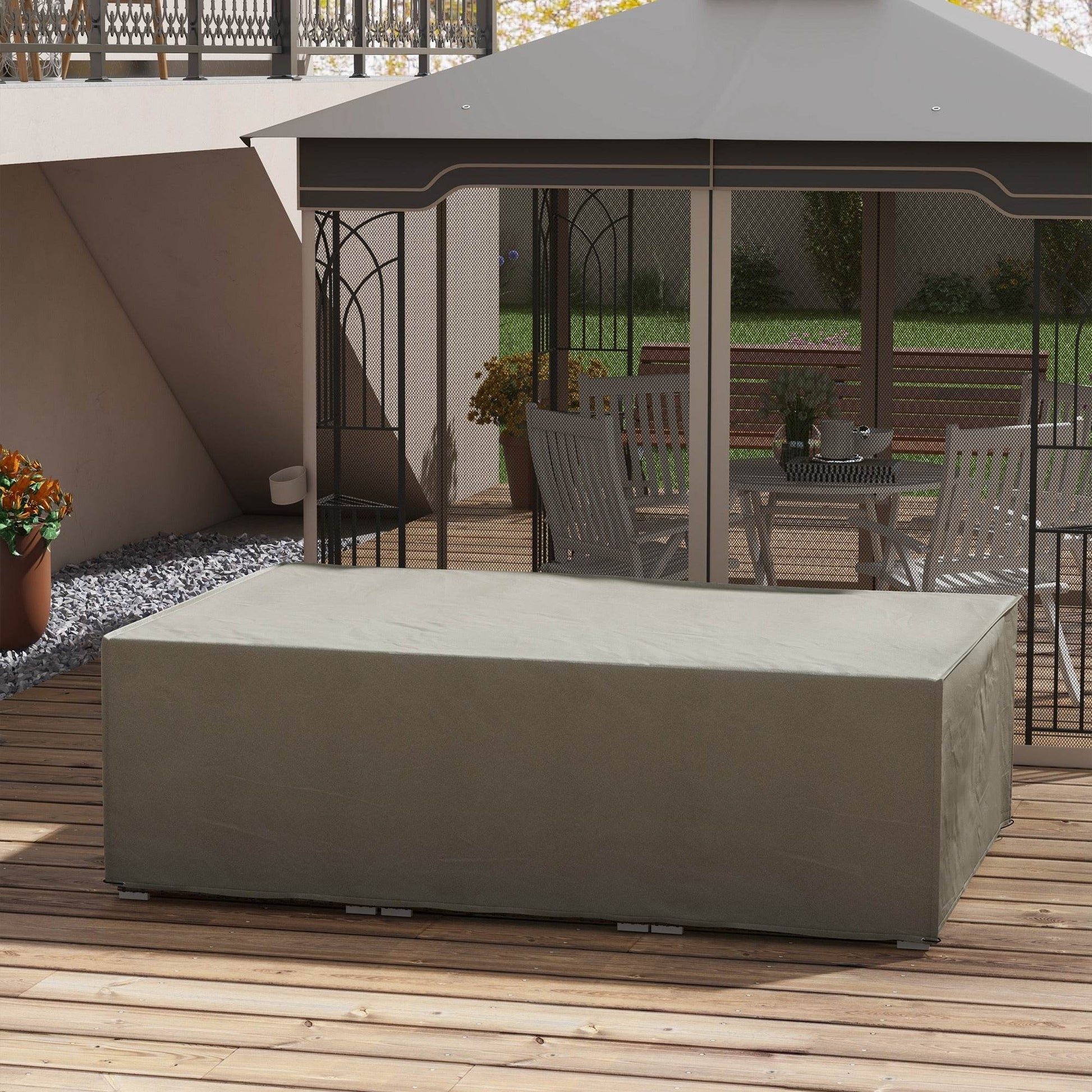 Outsunny Oversized Rectangular Outdoor Furniture Cover: Waterproof Protection for Patio Table & Chairs, Grey - 222 x 155 x 67 cm - ALL4U RETAILER LTD