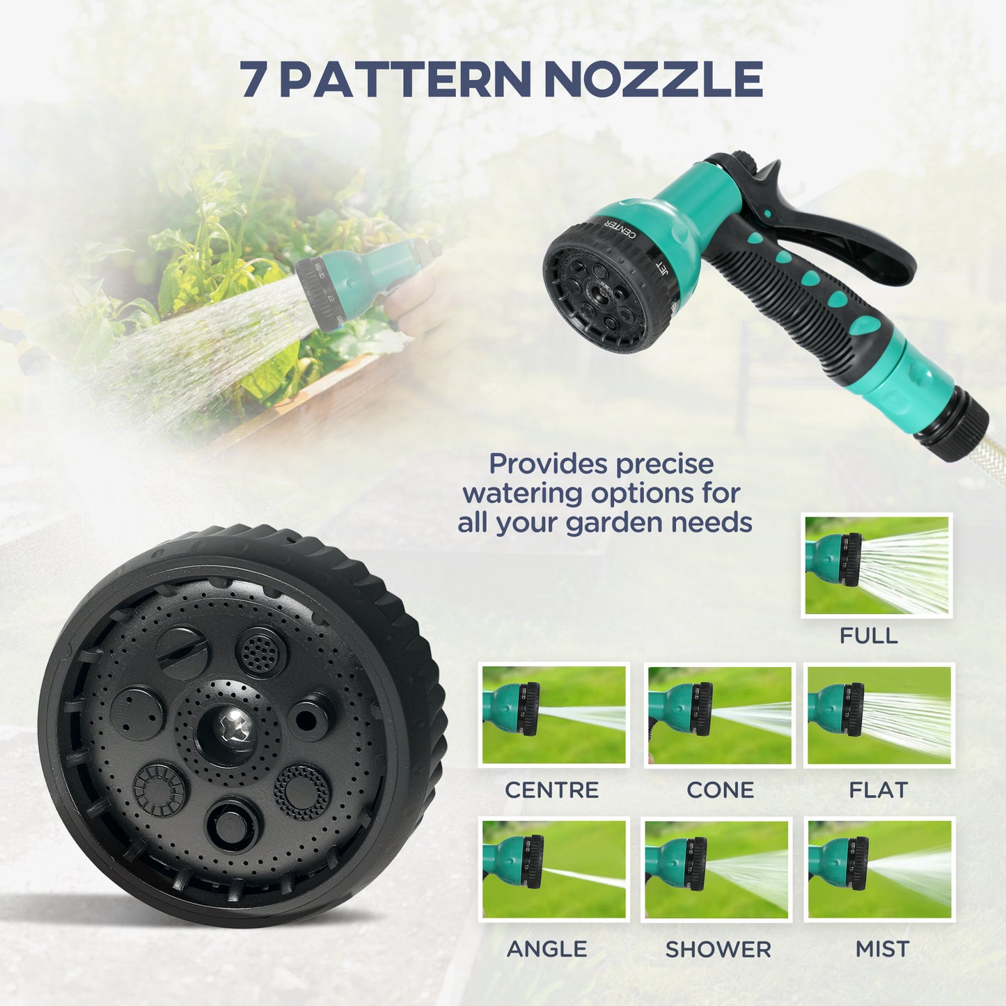 Outsunny Retractable Wall Mounted Hose Reel 20m Plus 2m With Auto Rewind 180 Degree Swivel 7 Way Nozzle