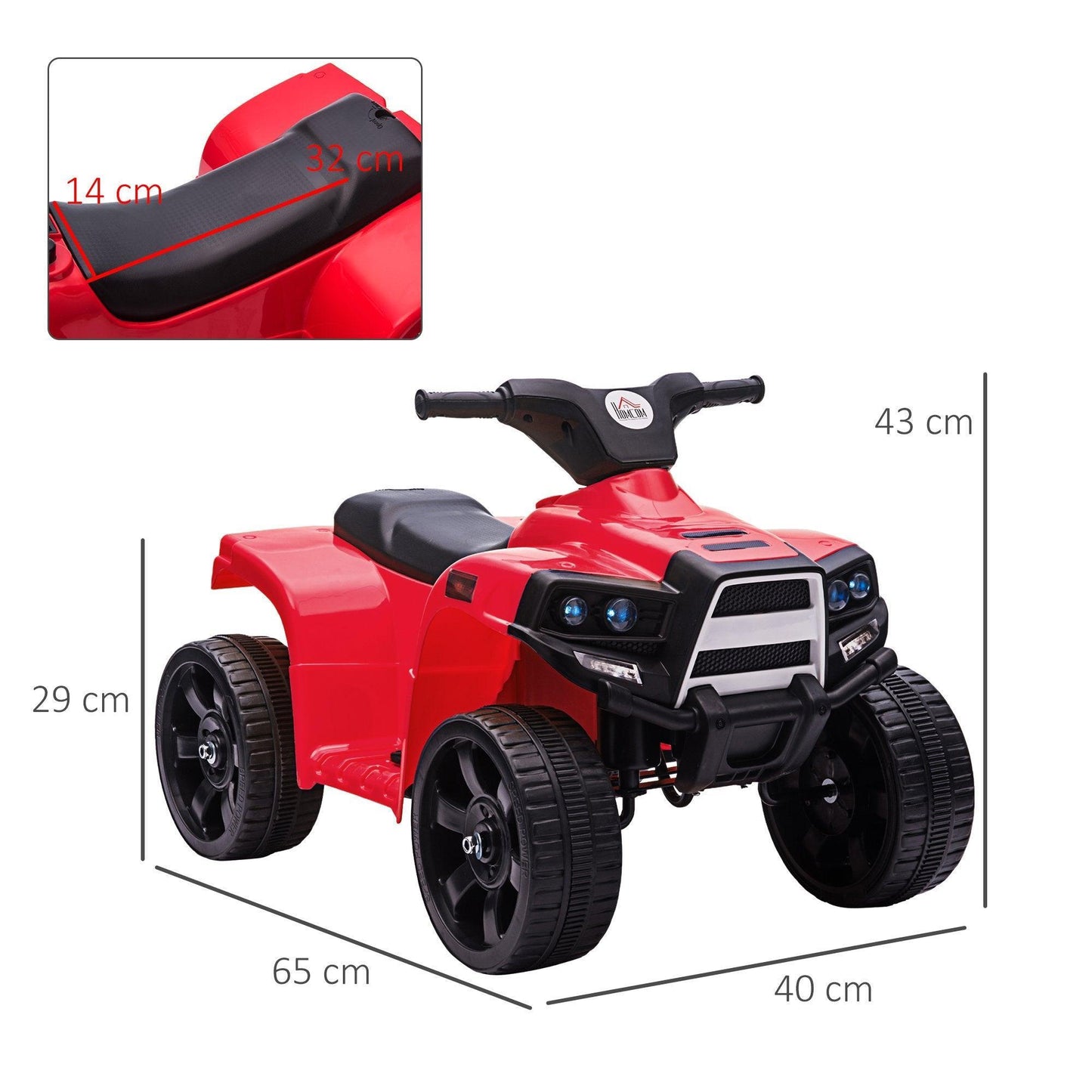 HOMCOM Electric ATV Toy for Toddlers - 6V Quad Bike, Black+Red - ALL4U RETAILER LTD