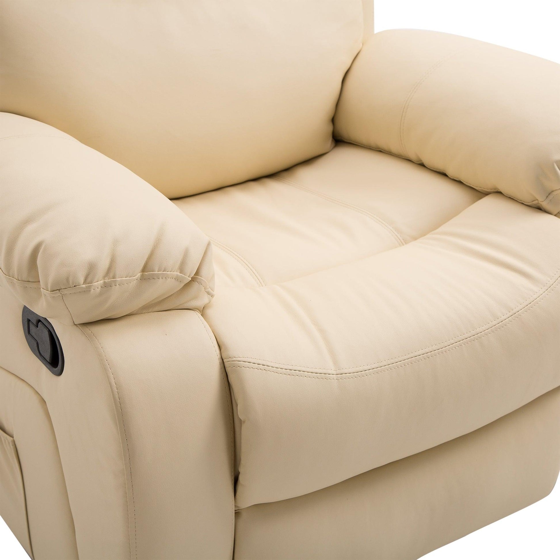 HOMCOM Massage Recliner Chair Manual Reclining Chair with Footrest Remote Beige - ALL4U RETAILER LTD