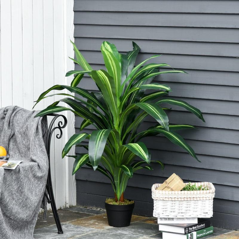 Outsunny 110cm/3.6FT Artificial Dracaena Tree - Set of 2 Decorative Plants with 40 Leaves - ALL4U RETAILER LTD