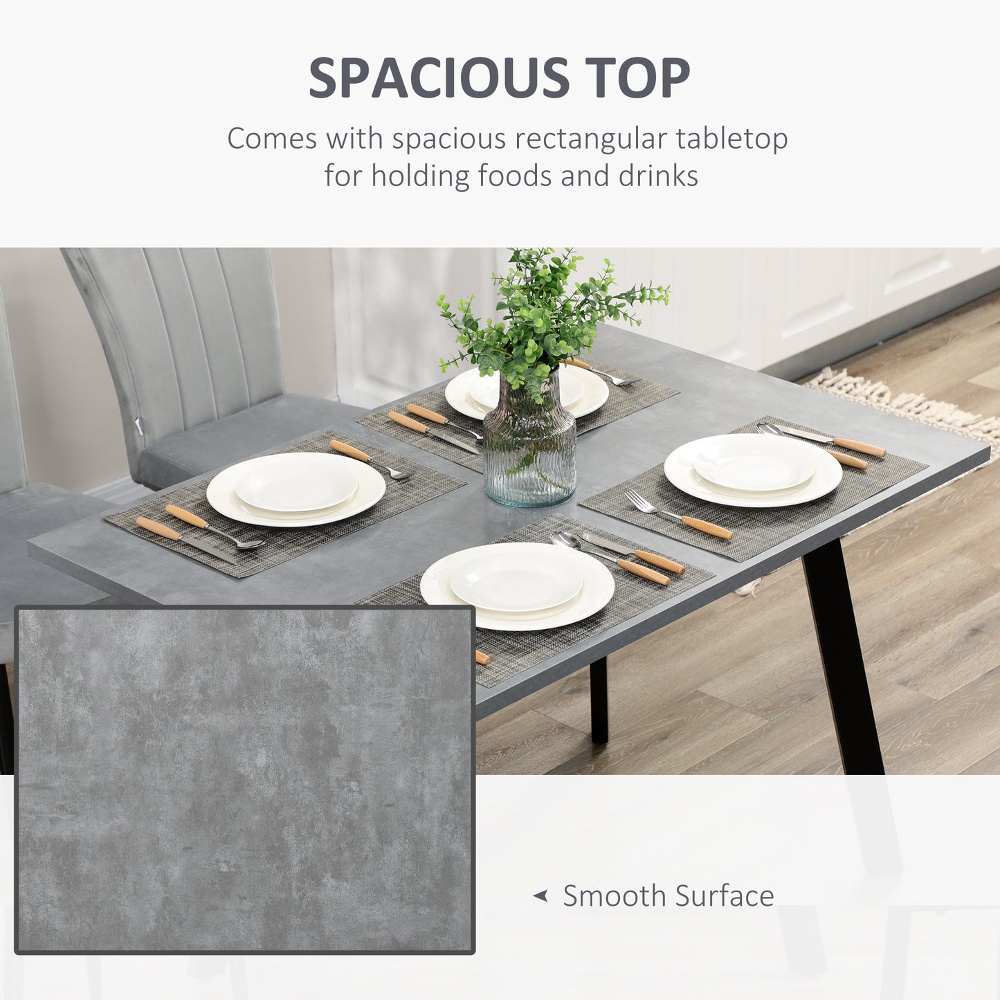 HOMCOM Dining Set With Kitchen Table And Two Velvet Upholstered Chairs In Dark Grey