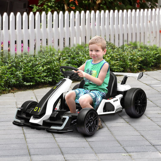 AIYAPLAY 24V Kids Electric Go Kart with Adjustable Seat for Ages 6-12, White - ALL4U RETAILER LTD