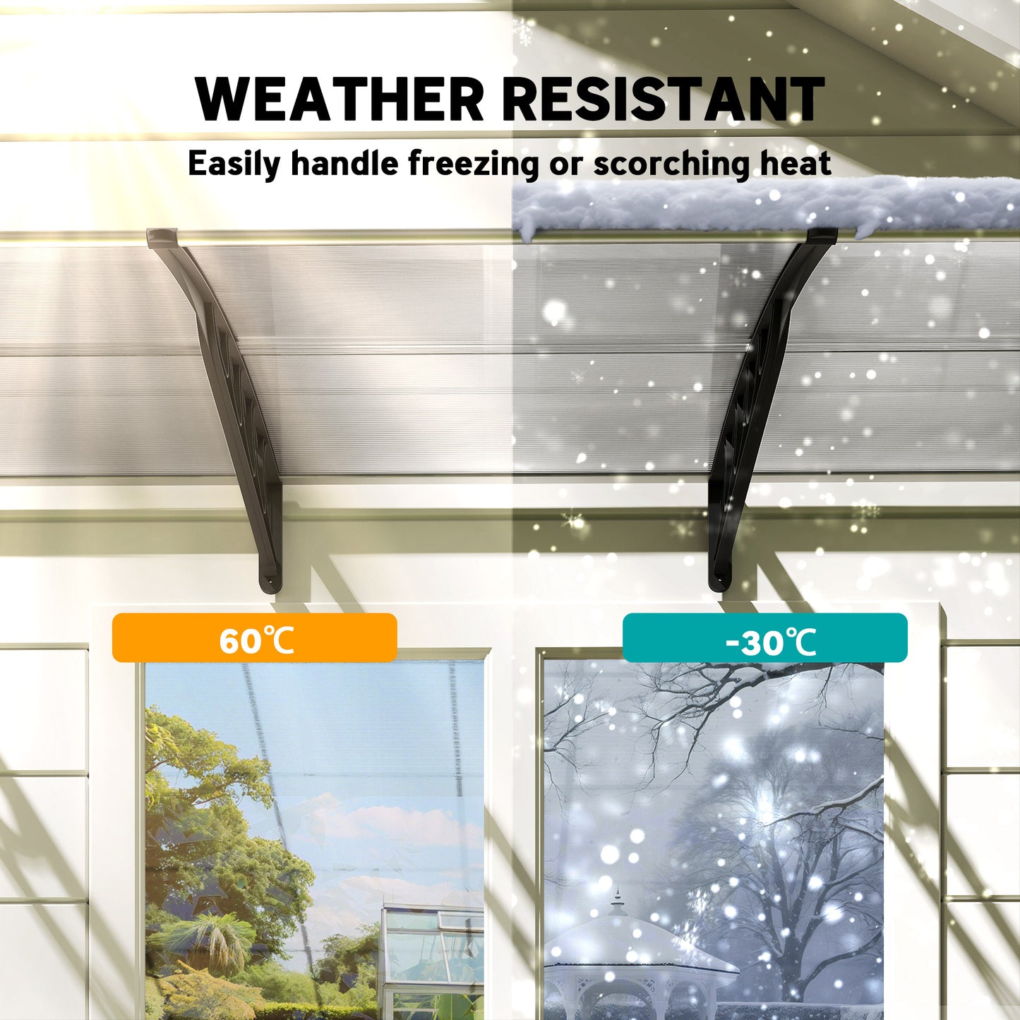 Outsunny Front Door Canopy Outdoor Awning Rain Shelter 303x96 cm Clear Aluminium Frame