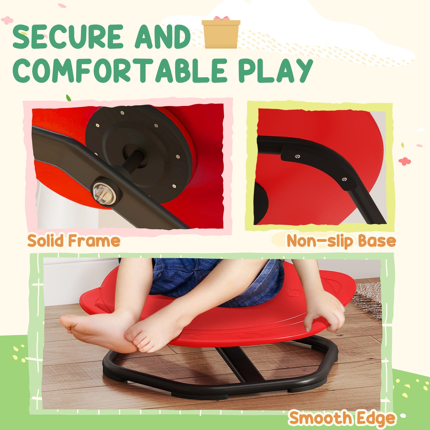 Aiyaplay Planet Shaped Kids Swivel Chair for Sensory Spinning Balance and Coordination Training Red