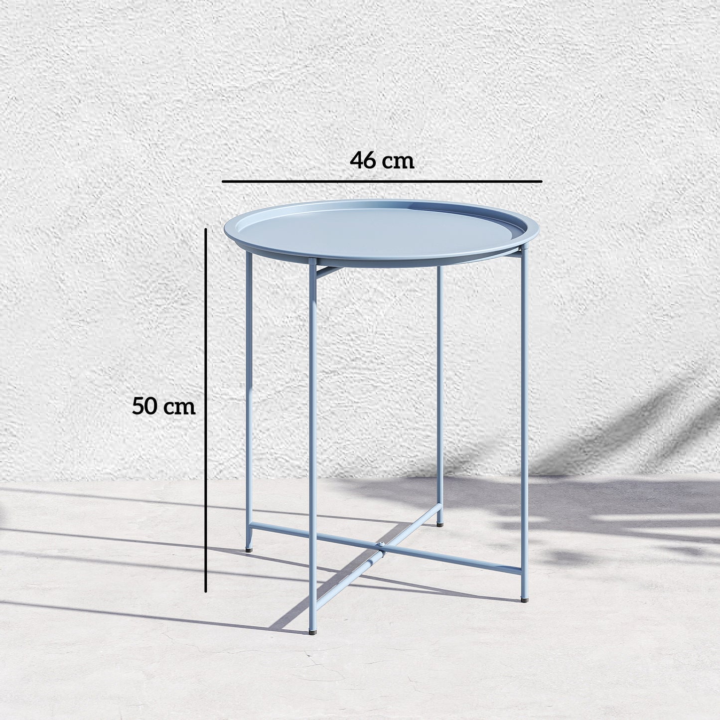 Outsunny Steel Removable Tray Top Garden Table With Folding Legs Blue Grey For Outdoor Patio Balcony