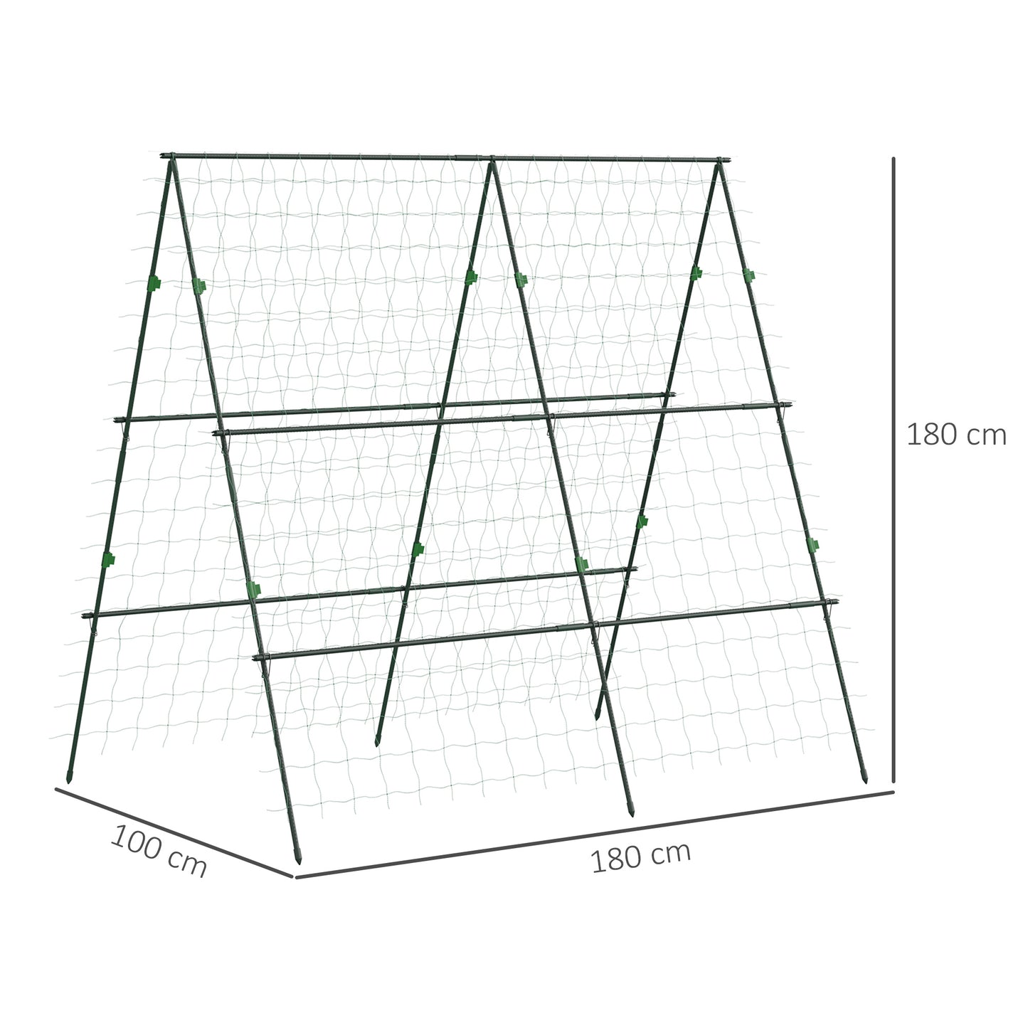 Outsunny Garden Cucumber Trellis With Climbing Net A Frame Plant Support Adjustable For Raised Beds Vegetables