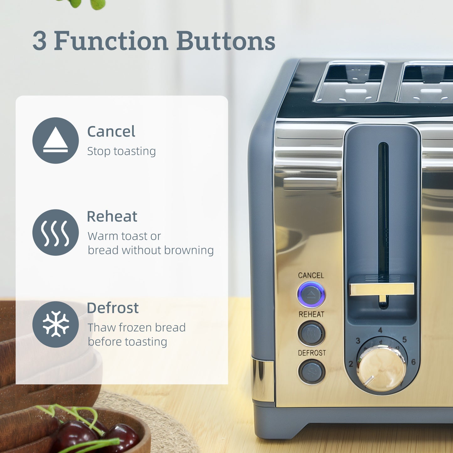 HOMCOM Kettle and Four Slice Toaster Set in Blue with Textured Finish and Otter Thermostat