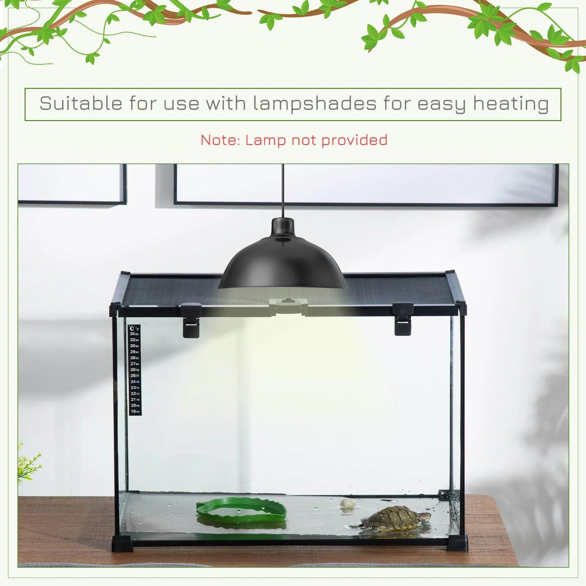 PawHut 50 x 30 x 35 cm Glass Reptile Habitat with Thermometer, Versatile Breeding Tank for Lizards, Frogs, and Snakes - Black - ALL4U RETAILER LTD