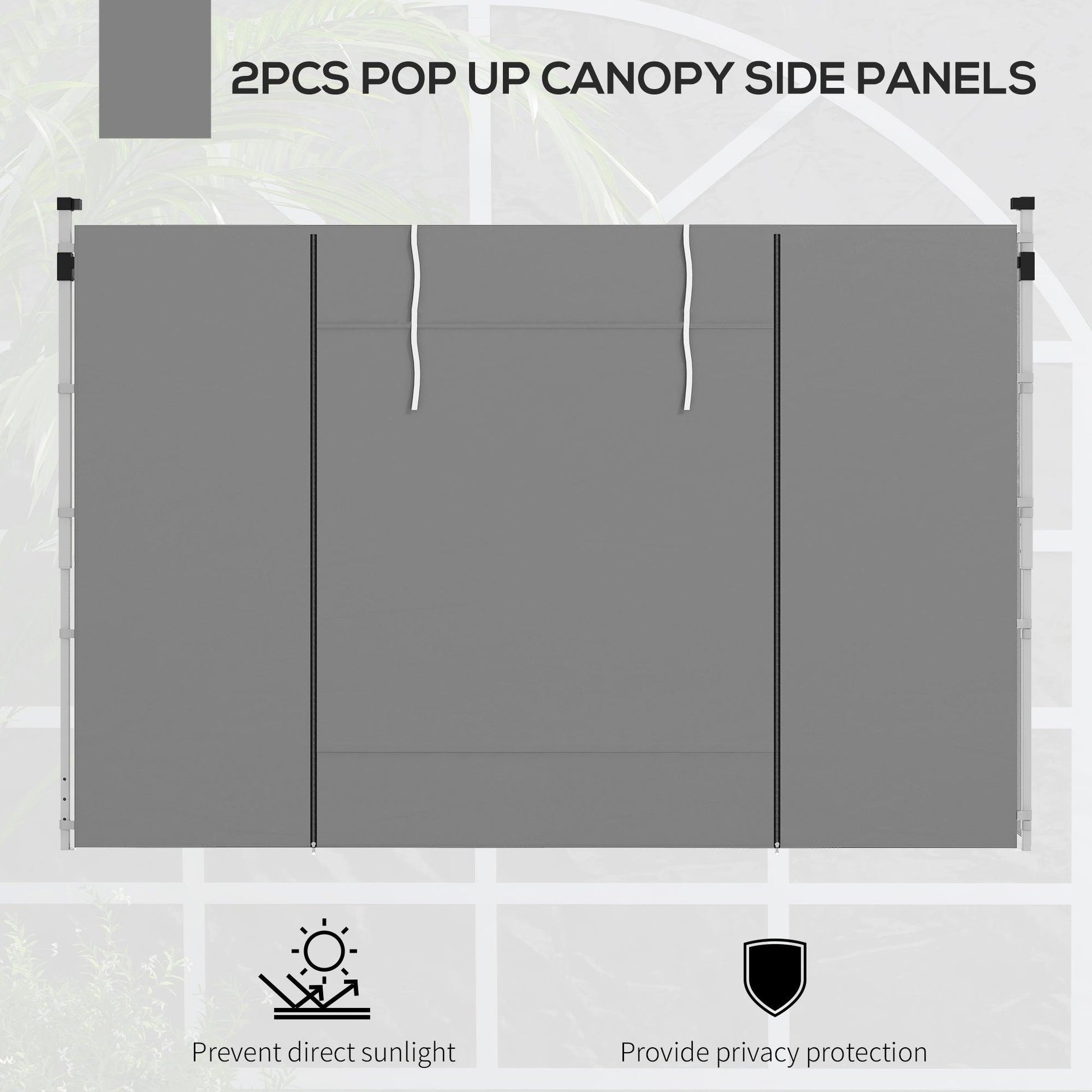 Outsunny Gazebo Side Panels, 2 Pack Sides Replacement, for 3x3(m) or 3x6m Pop Up Gazebo, with Windows and Doors, Light Grey - ALL4U RETAILER LTD