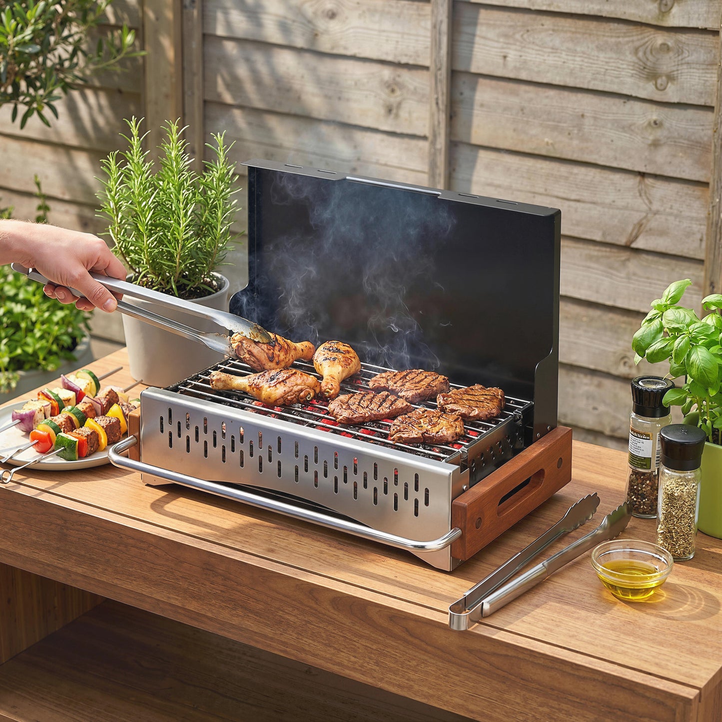 Outsunny Portable Folding Charcoal Barbecue Grill With Removable Charcoal Basin For Camping Picnic Garden Party Black