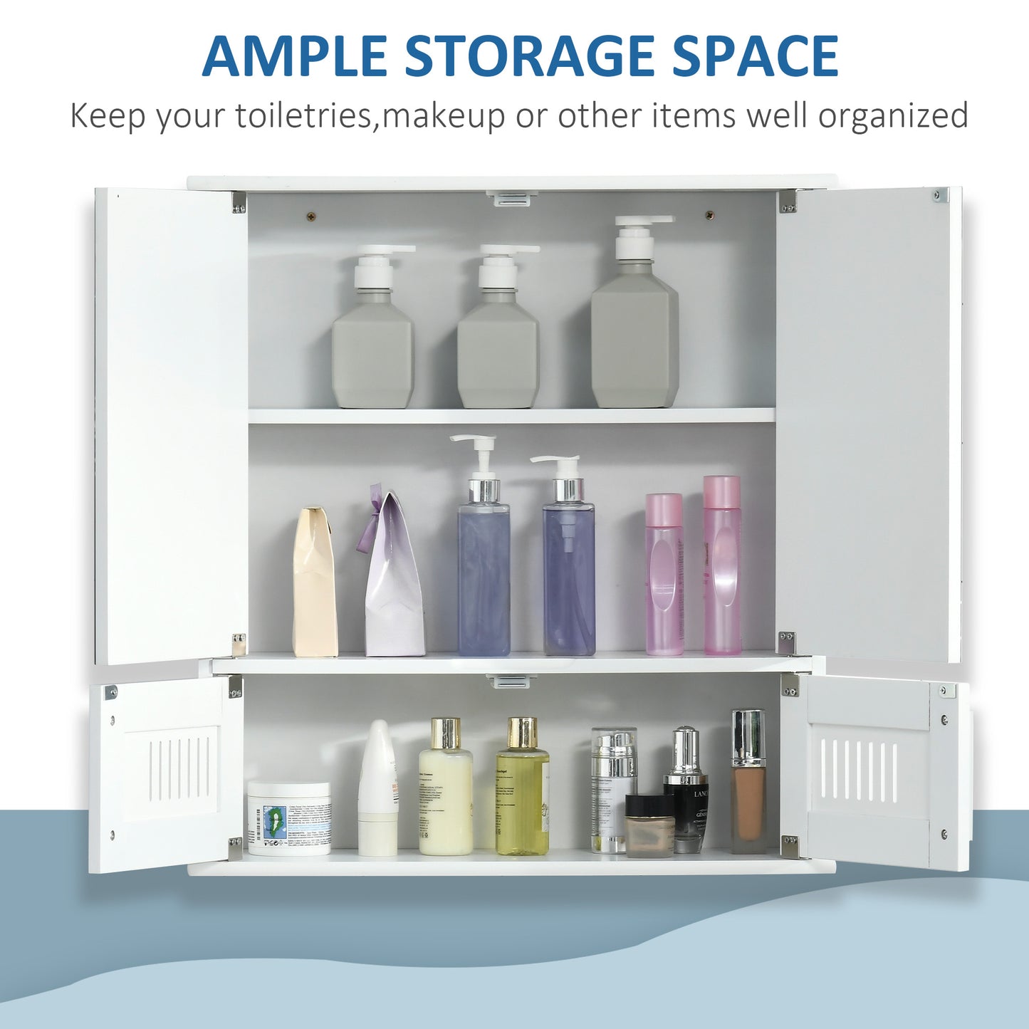 Kleankin Modern Freestanding Bathroom Storage Cabinet With Double Doors And Adjustable Shelves White
