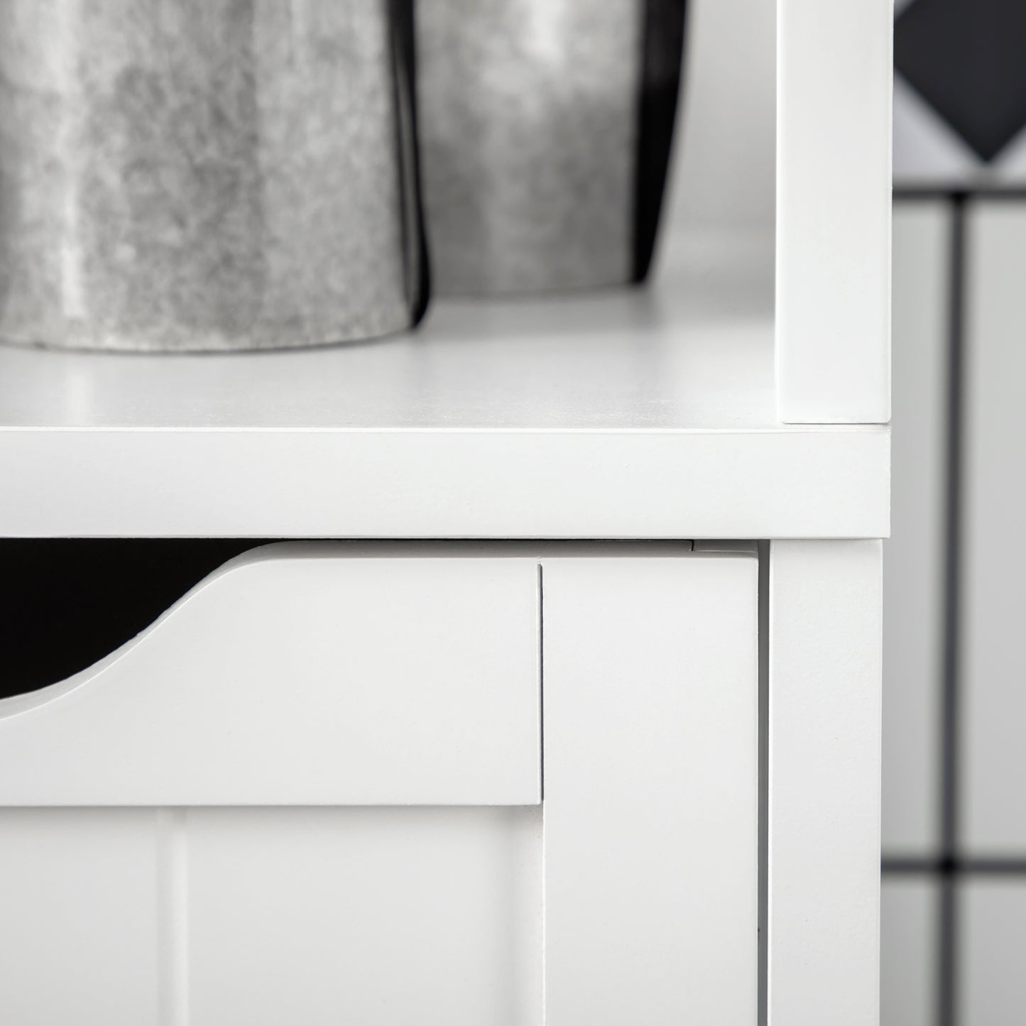 HOMCOM Narrow Floor Cabinet White With 3 Drawers And 2 Open Shelves For Bathroom And Kitchen Use 30W x 30D x 141.6H cm