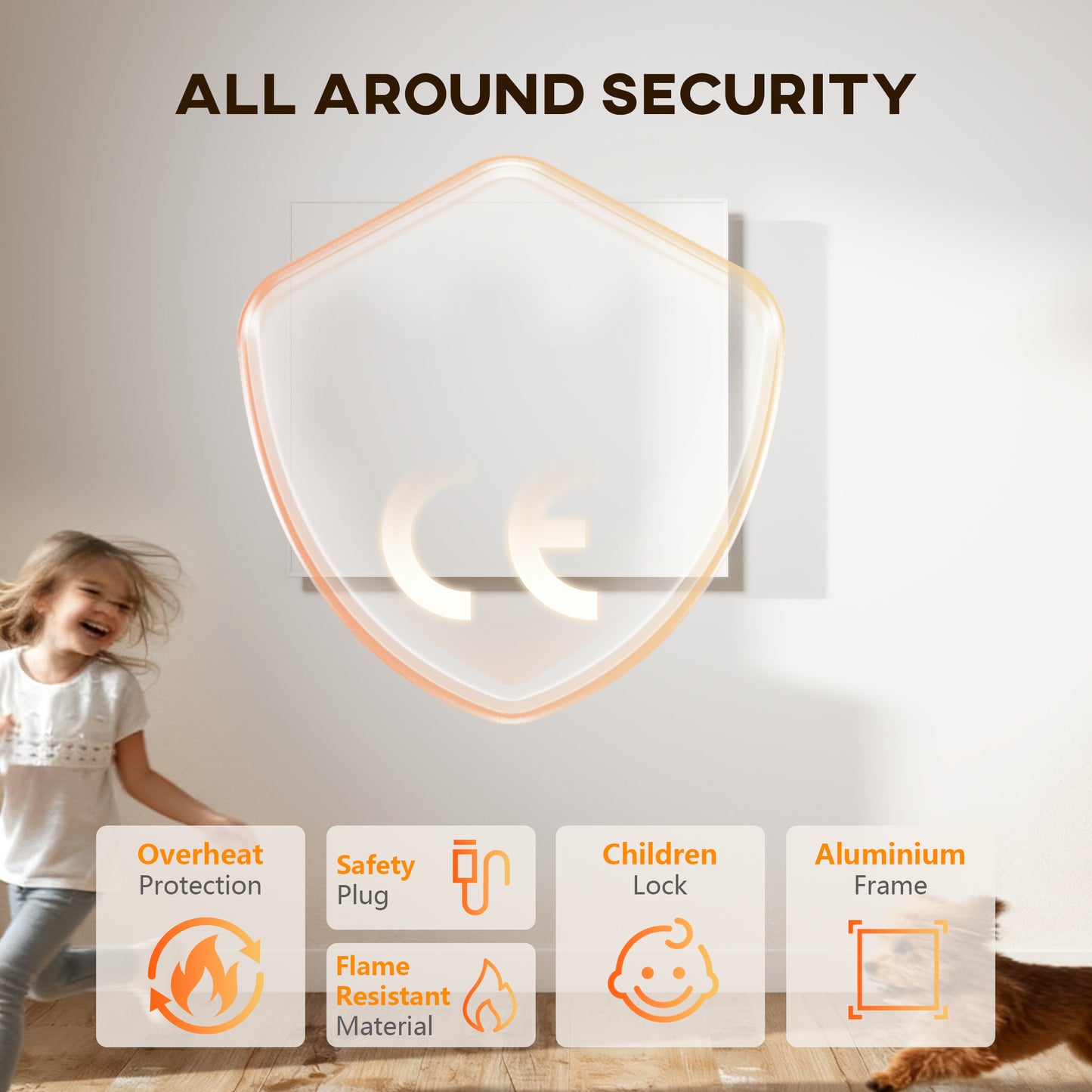 HOMCOM WiFi Smart Electric Heater Far Infrared Wall Mounted 520W With App Control And Scheduling For Cozy Heating