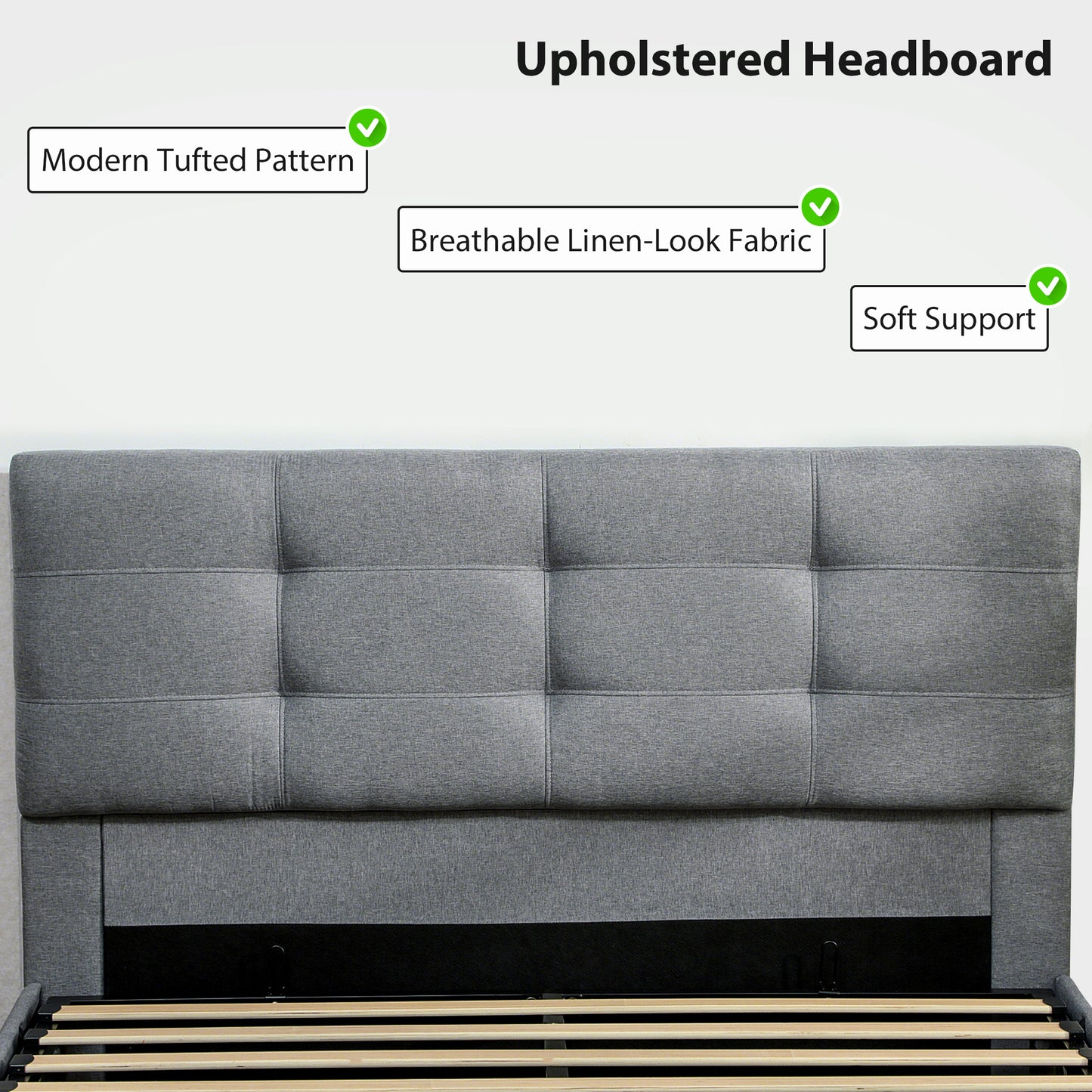 HOMCOM 5ft King Ottoman Bed With Gas Lift Storage And Upholstered Headboard In Grey