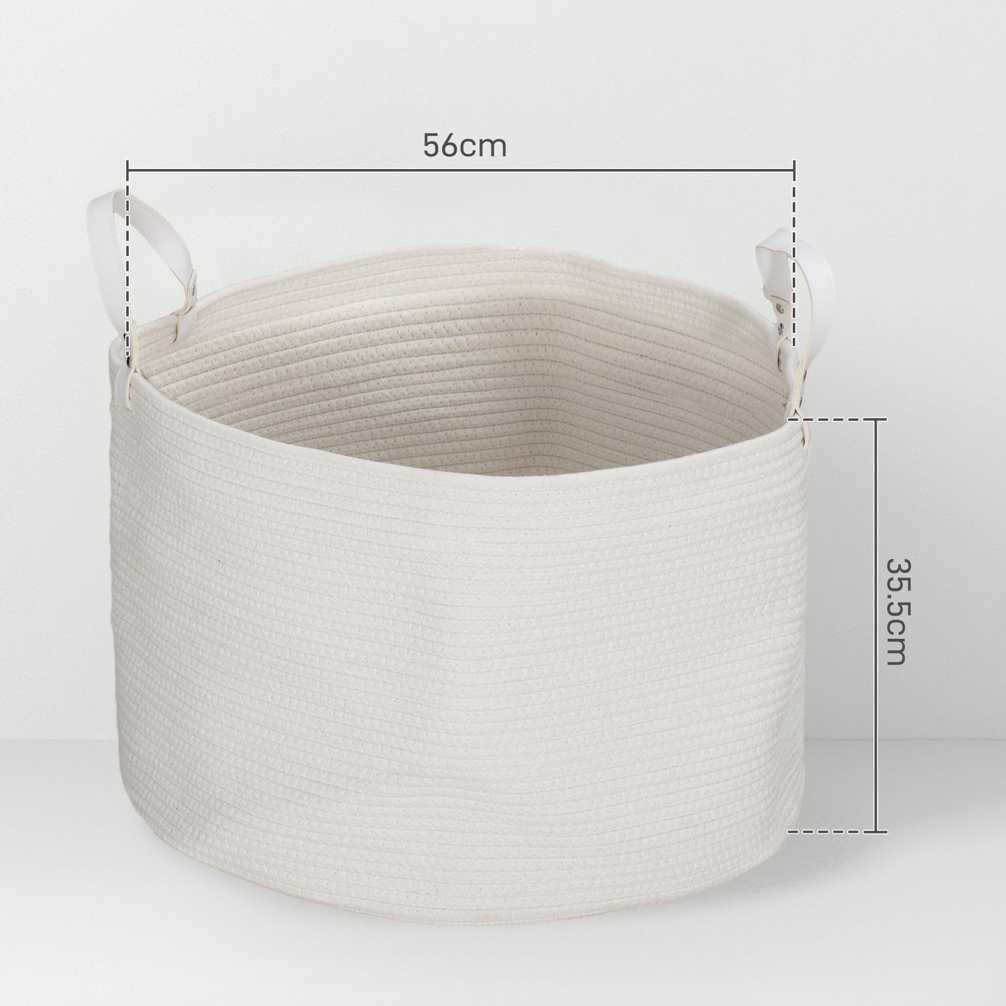 Cotton Rope Laundry Hamper - 88L Capacity with Handles in Cream White - ALL4U RETAILER LTD