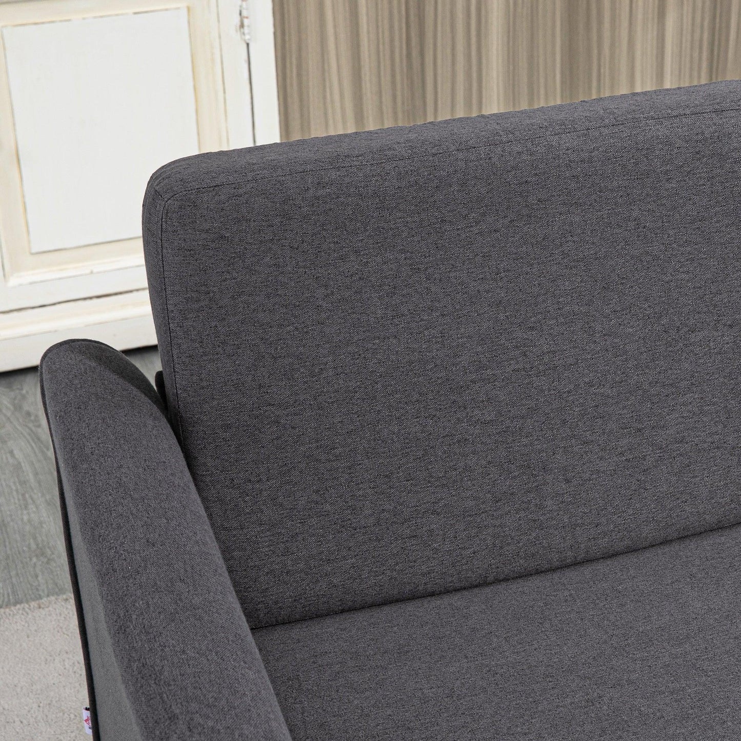 HOMCOM Compact Loveseat Sofa, Modern 2 Seater Sofa for Living Room with Wood Legs and Armrests, Dark Grey - ALL4U RETAILER LTD