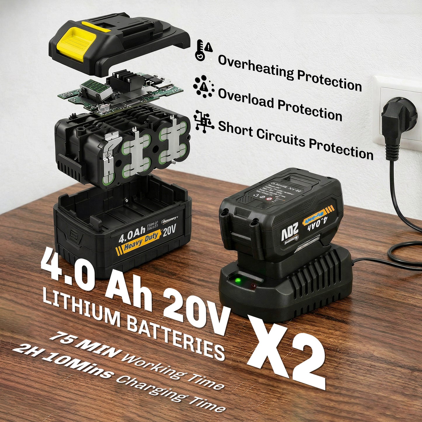 Outsunny Cordless Garden Tiller Rotavator 18V With Dual 4000mAh Batteries And Charger 20cm Tilling Width 18cm Depth