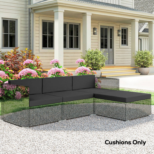 Outsunny 7 Piece Patio Furniture Cushions Outdoor Loveseat Cushion with Removable Covers for Rattan 60x60 cm Black
