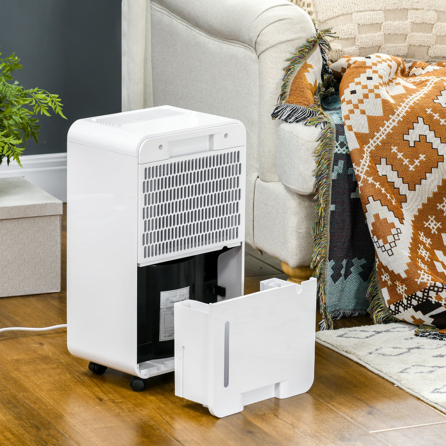 HOMCOM 2000mL Compact Dehumidifier and Air Purifier with 24-Hour Timer, 5 Operating Modes, and 10L Daily Capacity for Home Use - White - ALL4U RETAILER LTD