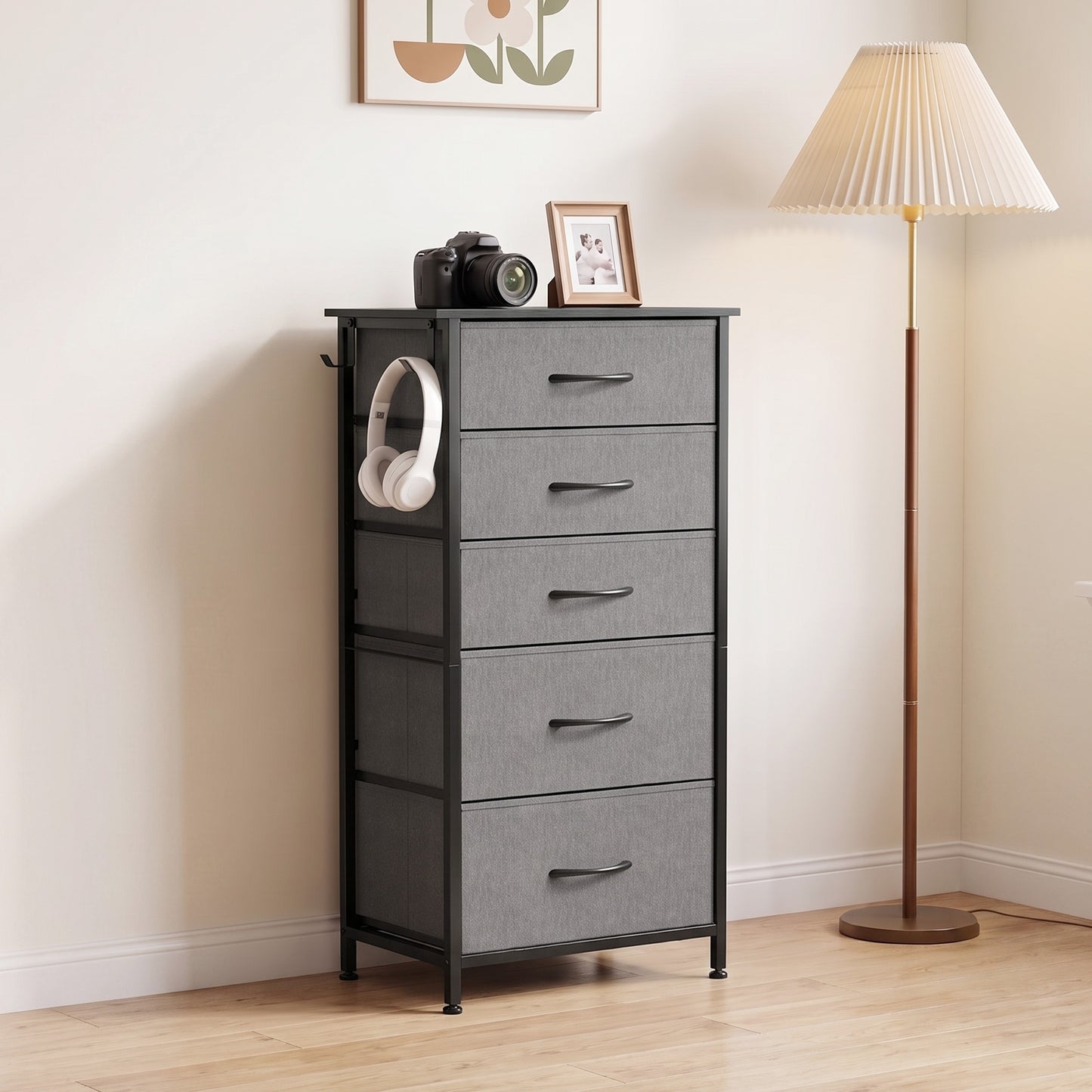 Homcom Fabric Chest With Five Drawers Four Pockets Steel Frame