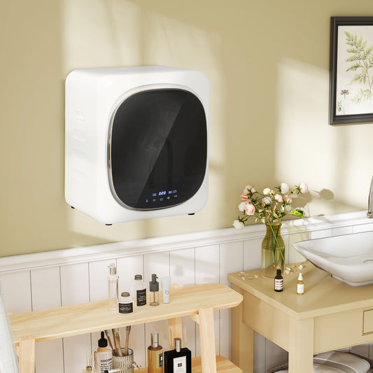 HOMCOM Compact Tumble Dryer With UV Sterilisation 4 Kg Capacity Quick Deodorisation Under 30 Minutes White