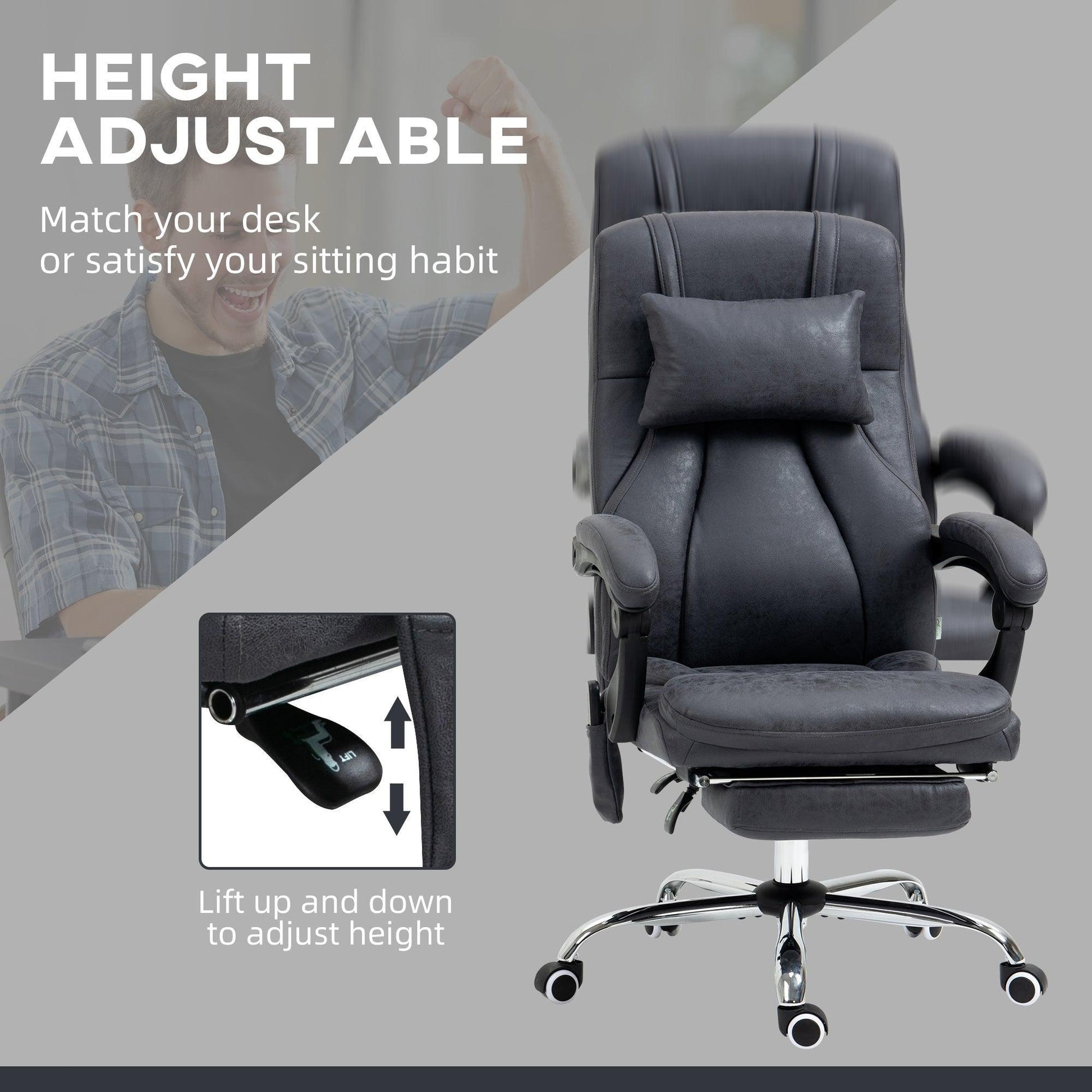 Vinsetto Reclining Office Chair with Footrest - ALL4U RETAILER LTD