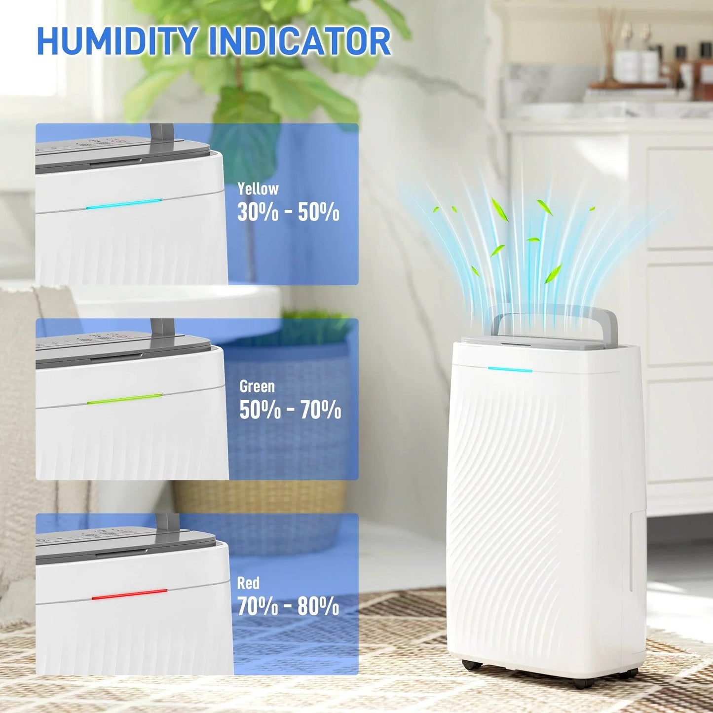 HOMCOM 16L Capacity Dehumidifier with Carbon Filter, Continuous Drainage, 5.5L Tank, 24-Hour Timer, Humidity Indicator, Ideal for Home, Bedroom, and Laundry Drying - ALL4U RETAILER LTD