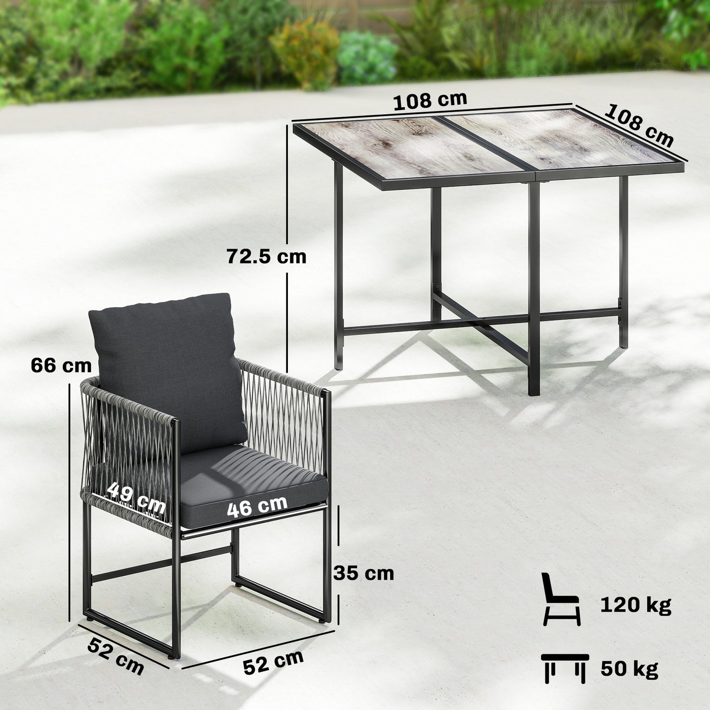 Outsunny 4 Seater Garden Dining Set Rattan Furniture With Space Saving Chairs And Thick Cushions For Patio Black