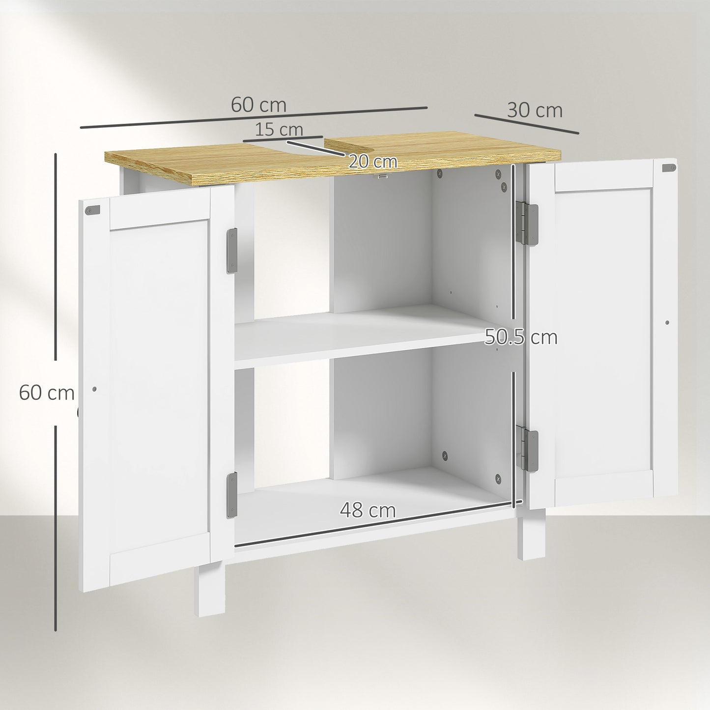 Kleankin Under Sink Bathroom Cabinet For Basin Without Pedestal White Space Saving Storage Organizer For Small Bathrooms