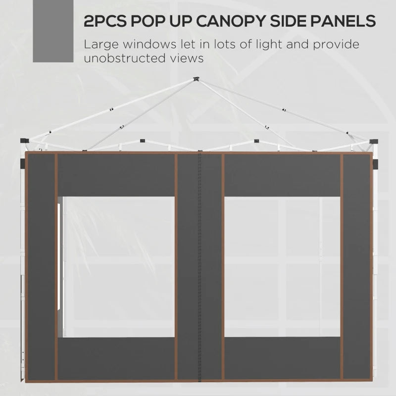 Outsunny Gazebo Side Panels - 2 Pack Replacement Sides for 3x3m or 3x6m Pop-Up Gazebo with Doors and Windows - Grey - ALL4U RETAILER LTD