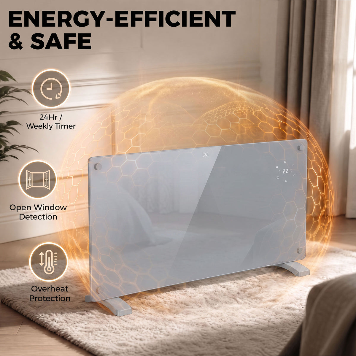 HOMCOM 2000W Smart Panel Heater With Wall Mount Timer And Anti Frost