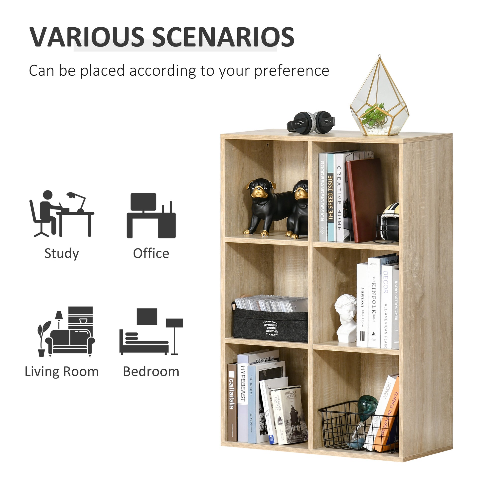 HOMCOM Oak Effect Six-Cube Storage Unit - ALL4U RETAILER LTD