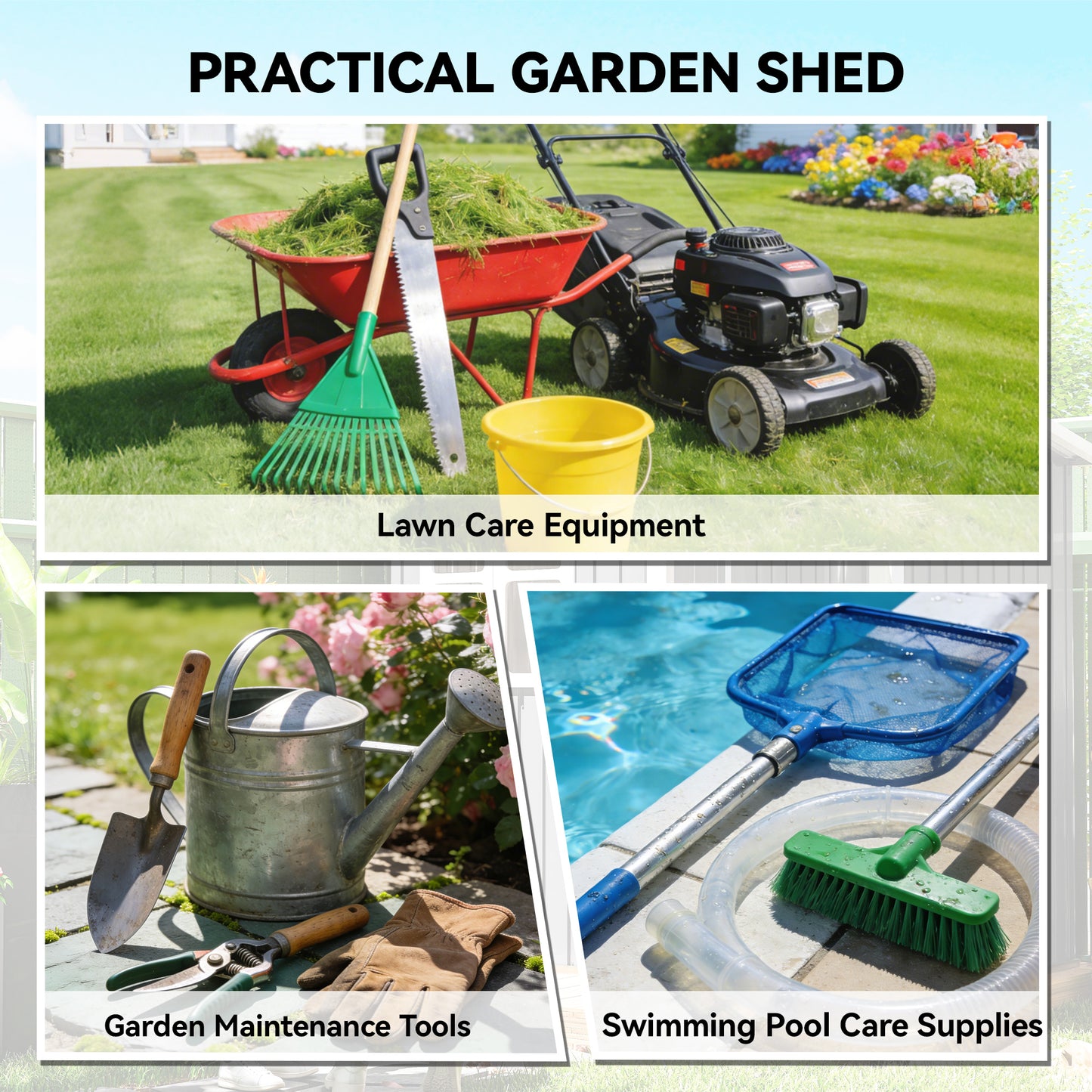 Outsunny 4x5 Garden Storage Shed Lean To Lockable Shed With Window Vent And Plastic Roof Wood Effect