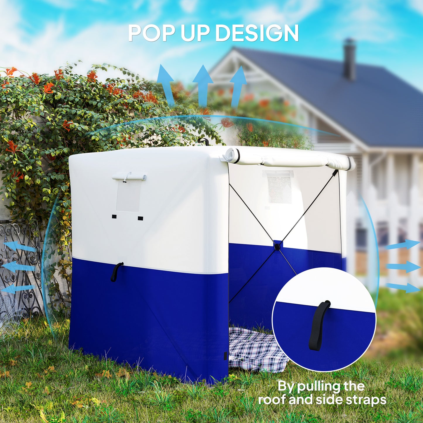 Outsunny 2x2m Pop Up Gazebo With Side Panels And Mesh Windows Dark Blue Instant Setup Garden Shelter