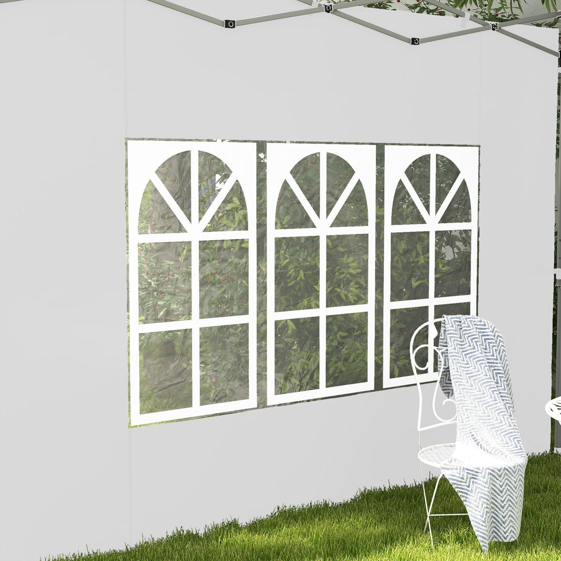 Outsunny Gazebo Side Panels for 3x3(m) or 3x4m Pop Up Gazebo, 2 Pack, White - ALL4U RETAILER LTD