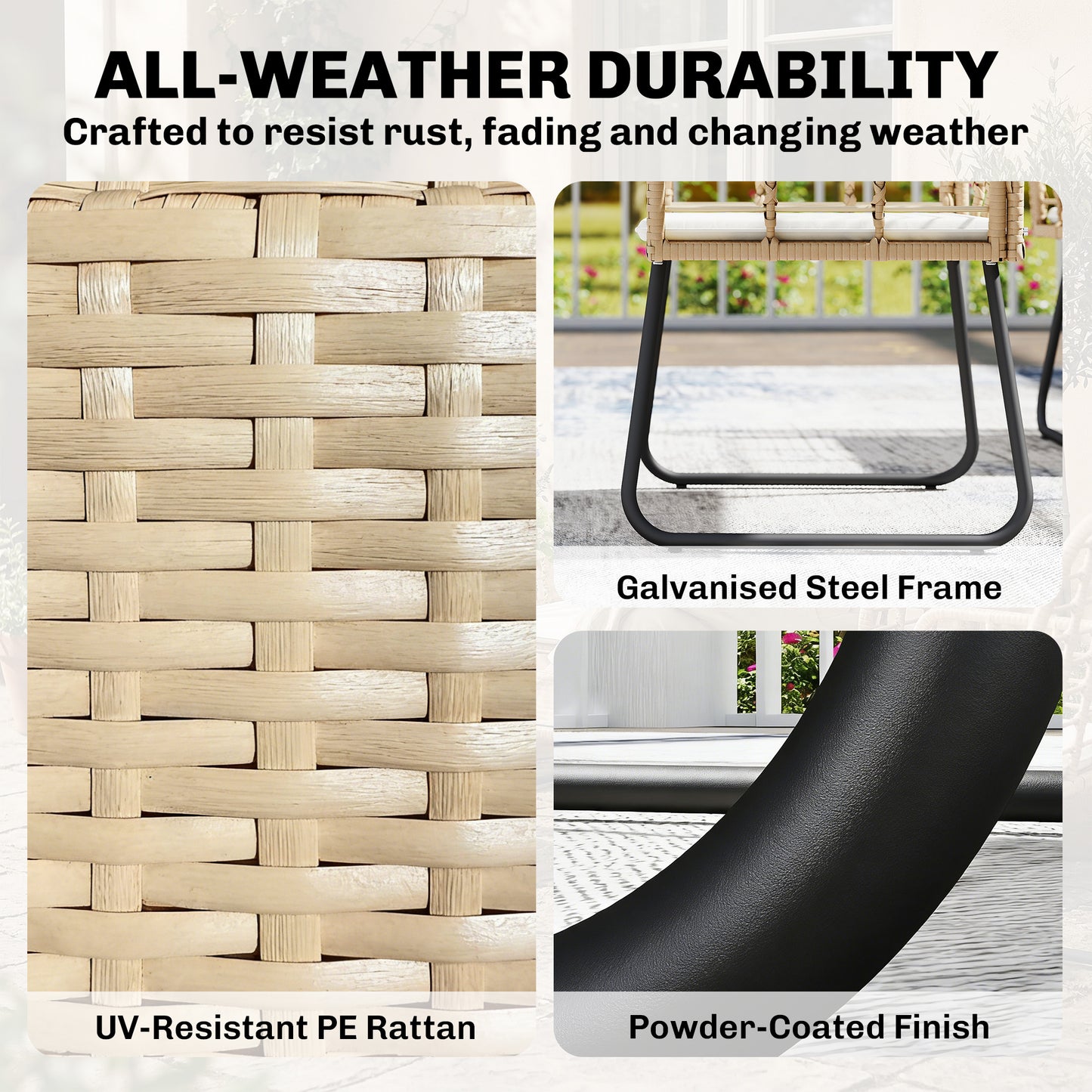 Outsunny 4 Piece Rattan Garden Set Outdoor Patio Furniture With Loveseat Armchairs And Coffee Table