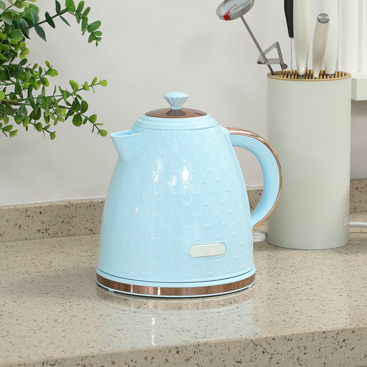 Homcom 3 Kilowatt Rapid Boil Kettle Honeycomb Design Light Blue Fast 42 Second Cup