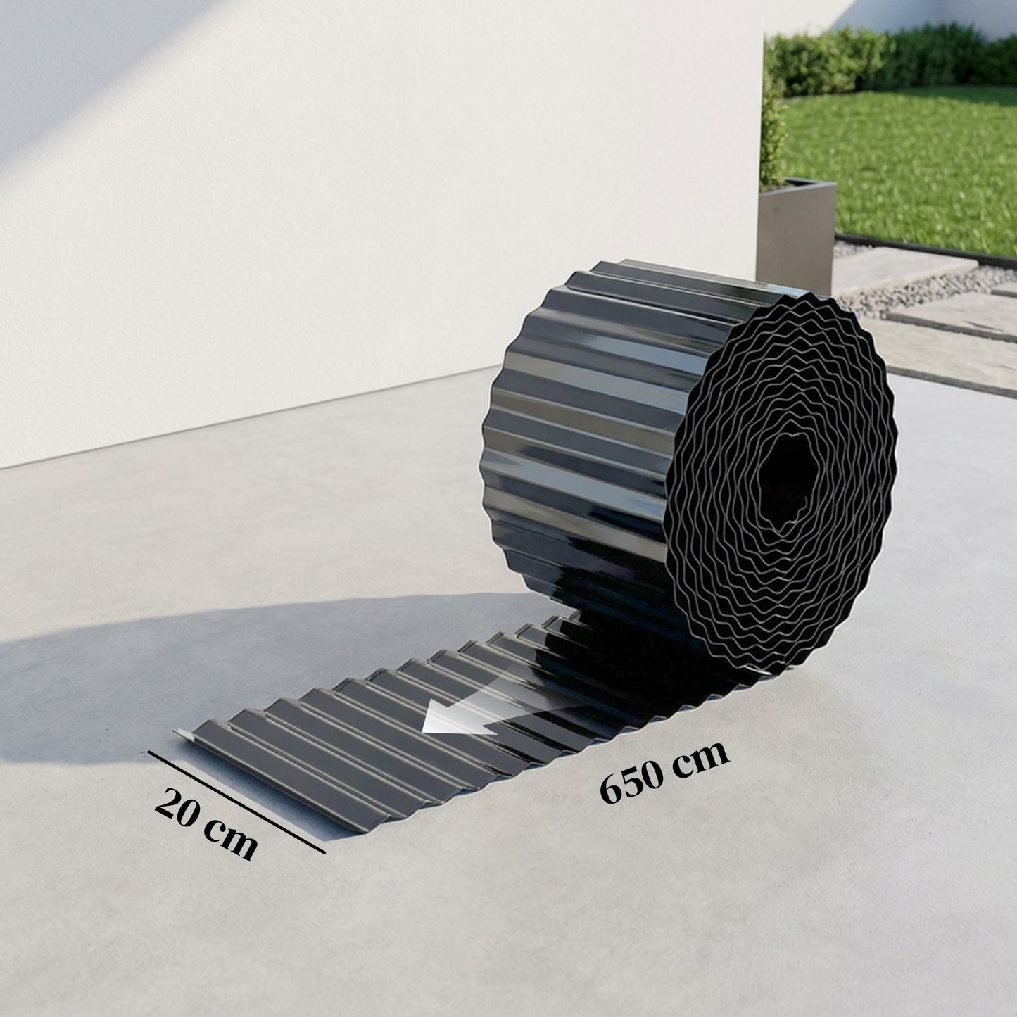 Outsunny Metal Garden Edging Border 8 Inch By 21.3 Foot Corrugated Heavy Duty Galvanized Steel Lawn Edging Dark Grey