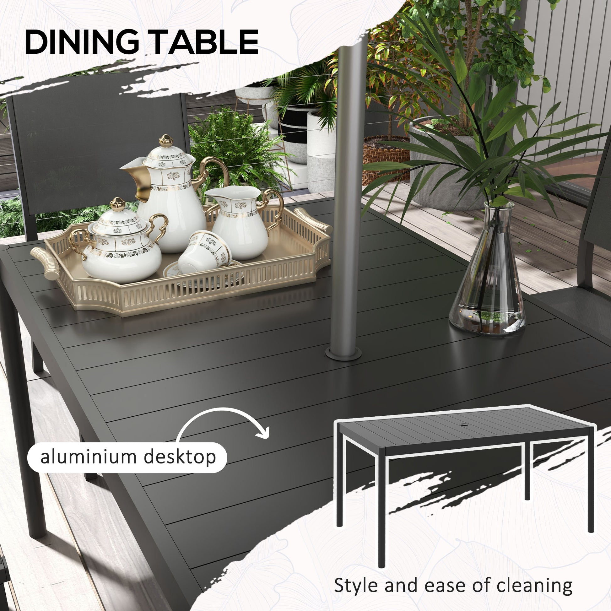 Outsunny 7-Piece Outdoor Steel Dining Set with Aluminium-Top Table and Breathable Mesh Chairs - ALL4U RETAILER LTD