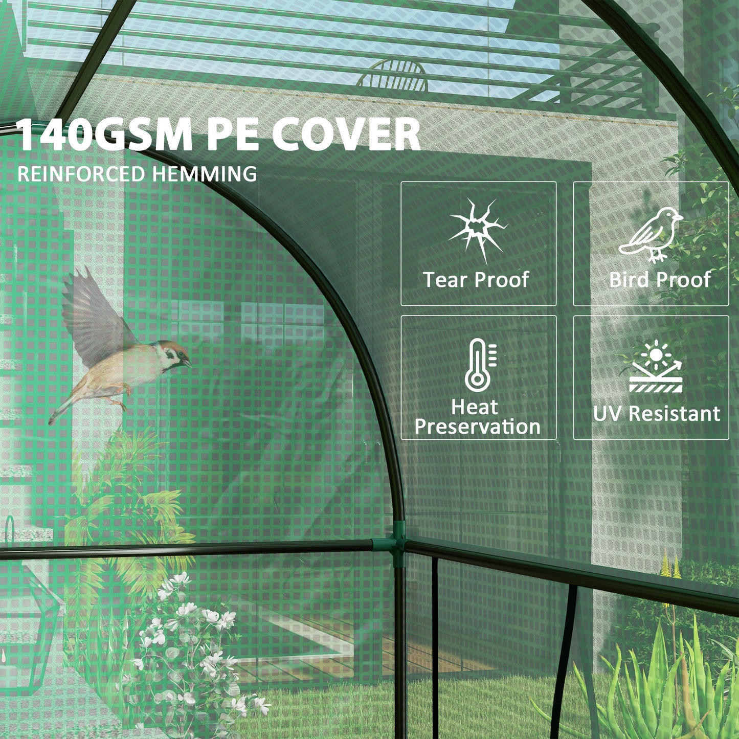 Outsunny 200 By 100 cm Walk In Greenhouse With Zipped Doors Green Ideal For Tomatoes Cucumbers Climbing Plants