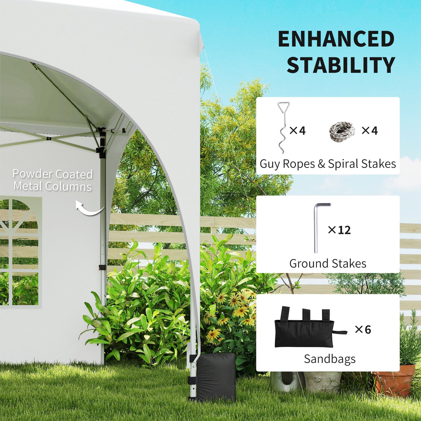 Outsunny 3 X 6m Pop Up Gazebo Shelter With Sides 6 Sandbags Garden Party Tent Marquee Carry Bag Light Grey White