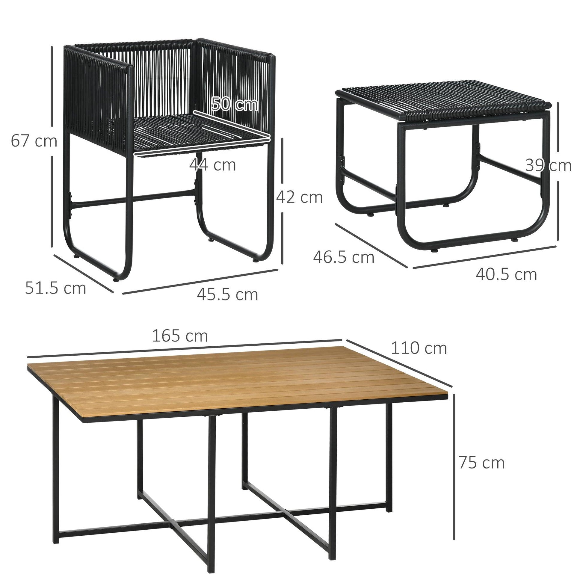 Outsunny Rattan Dining Set, Garden Table & Chair Sets w/ Space-saving Design - ALL4U RETAILER LTD