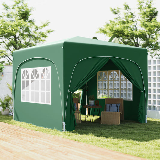Outsunny 3 X 3m Pop Up Gazebo Shelter With Accessories Dark Green UPF50 Canopy UV Protected Easy Setup