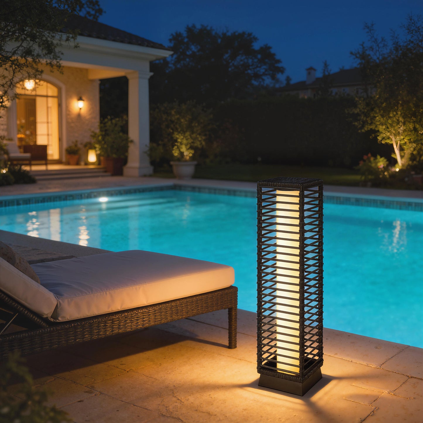 Outsunny 68 Cm Solar Rattan Floor Lamp For Garden Outdoor IP44 Waterproof Auto On Off LEDs Black