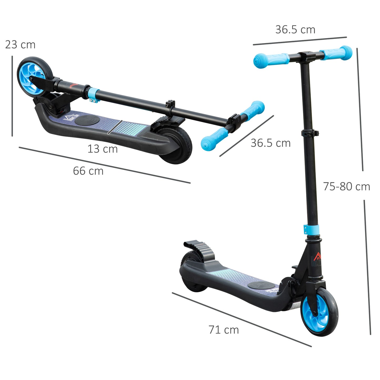 HOMCOM Sky Blue Foldable Electric Scooter for Kids and Adults, 120W Motor with Rear Wheel Brake, 8km/h Speed, Ages 6+ - ALL4U RETAILER LTD