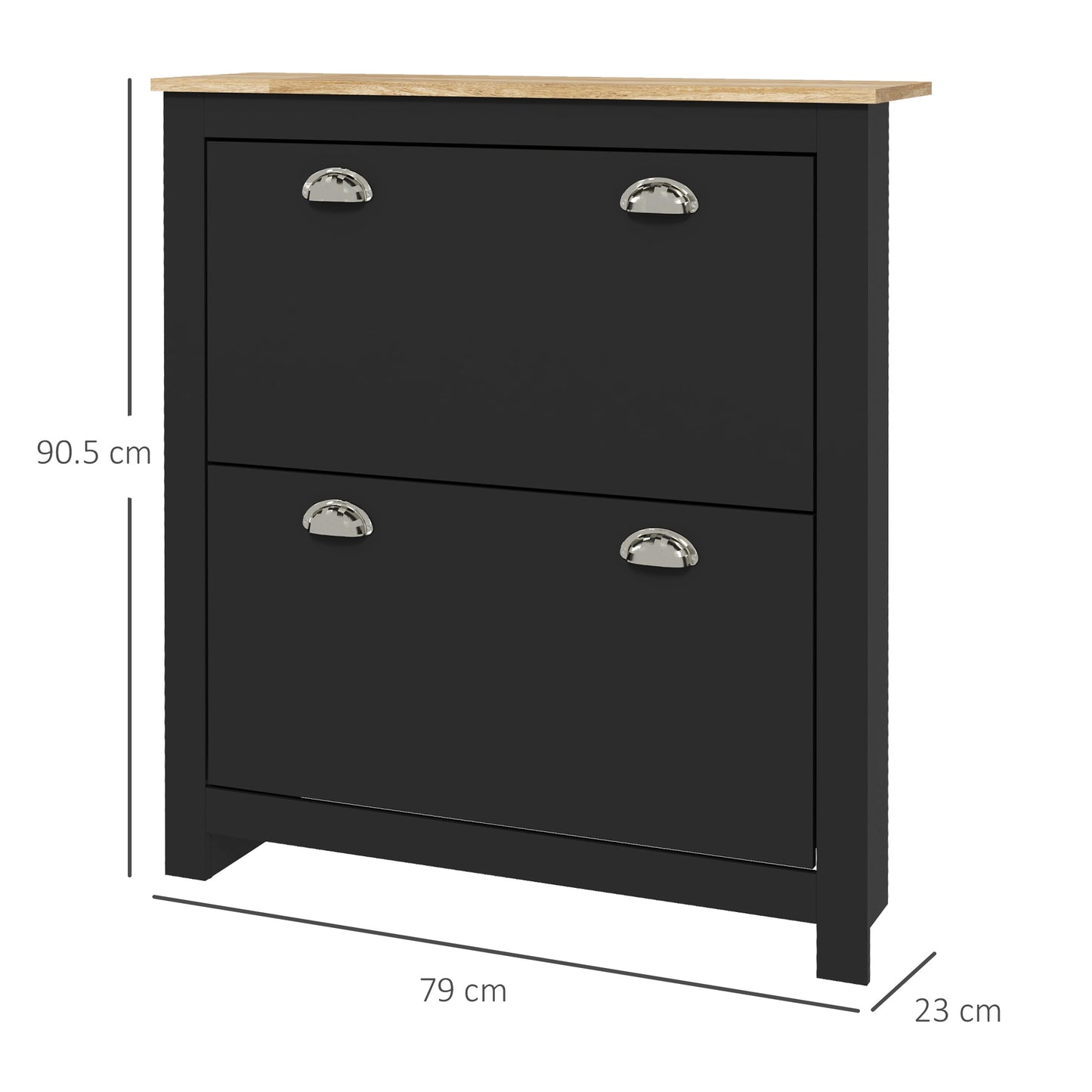Homcom 2 Drawer Shoe Cabinet Modern Narrow Hallway Cupboard With Flip Doors Adjustable Shelves For 6 To 12 Pairs Black