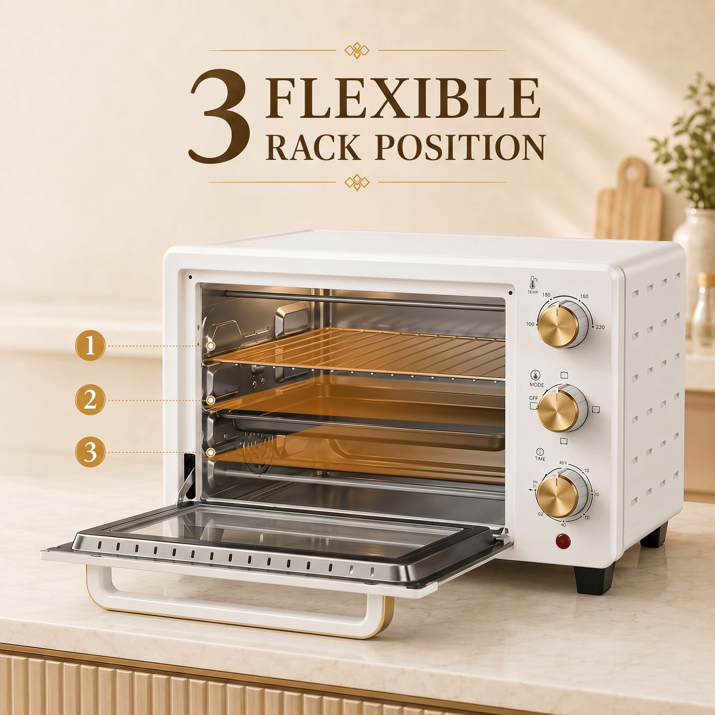 HOMCOM 21L Mini Countertop Oven With Removable Rack And Tray Adjustable Temperature 100 To 230 Celsius White